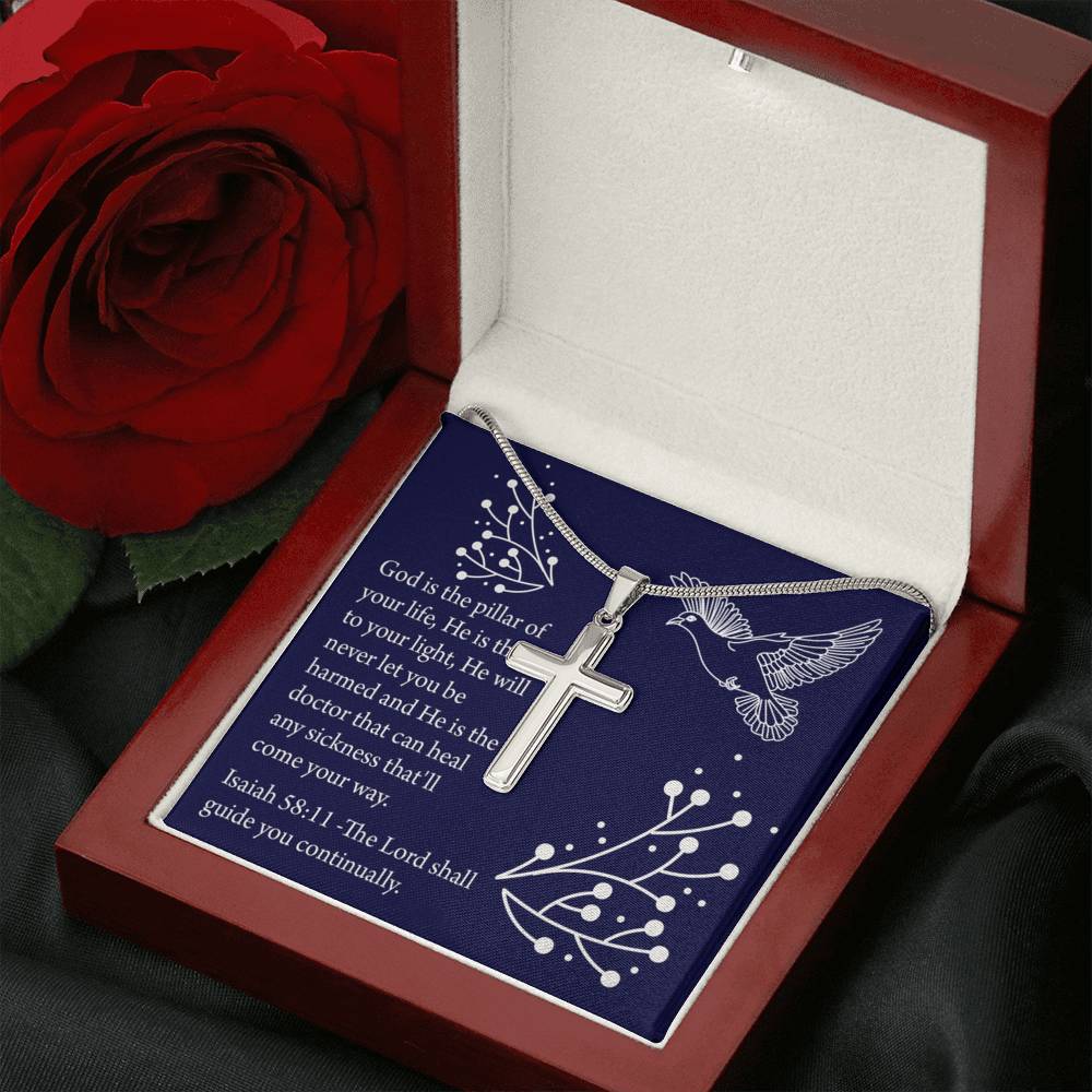 Christian Encouragement Get Well Isaiah 58:11 Cross Card Necklace w Stainless Steel Pendant-Express Your Love Gifts