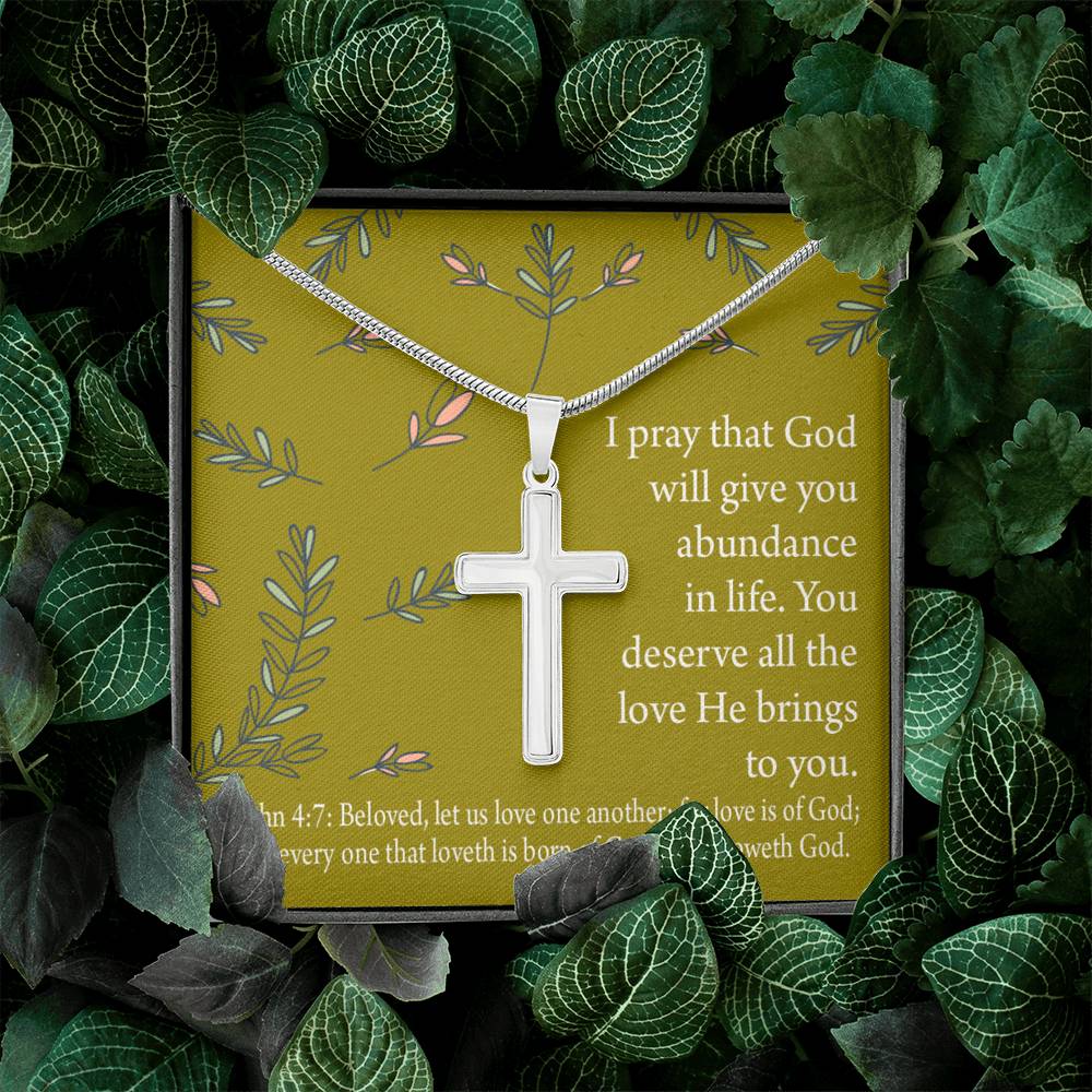 Christian Encouragement God's Love 1 John 4:7 Cross Card Necklace w Stainless Steel Pendant-Express Your Love Gifts