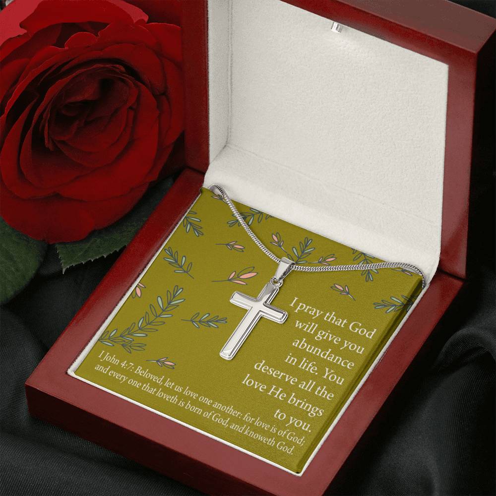 Christian Encouragement God's Love 1 John 4:7 Cross Card Necklace w Stainless Steel Pendant-Express Your Love Gifts