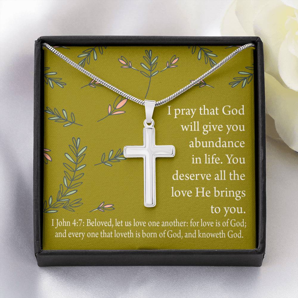 Christian Encouragement God's Love 1 John 4:7 Cross Card Necklace w Stainless Steel Pendant-Express Your Love Gifts