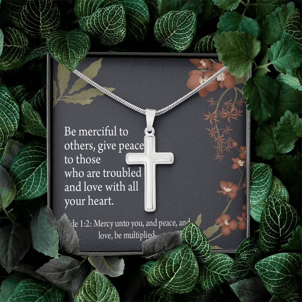 Christian Encouragement Jude 1:2 CAre And Concern Cross Card Necklace w Stainless Steel Pendant-Express Your Love Gifts