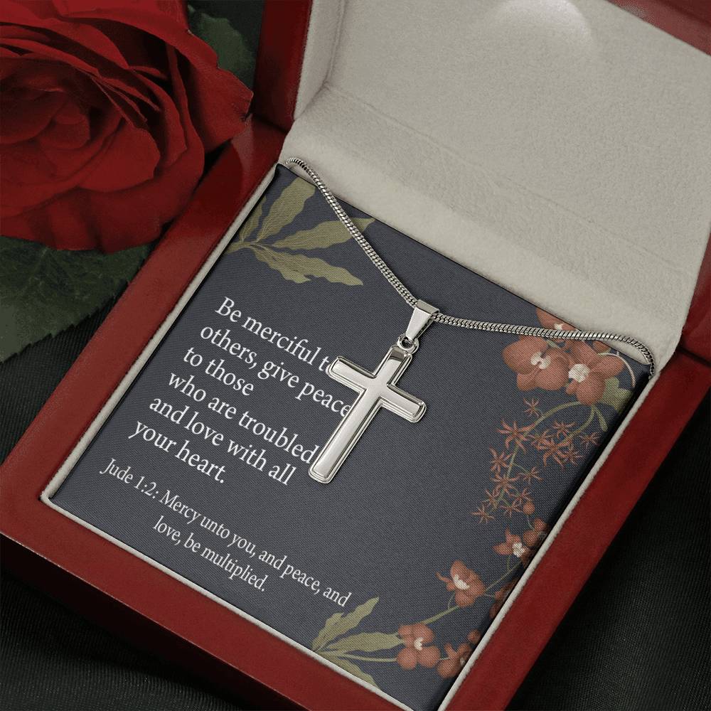 Christian Encouragement Jude 1:2 CAre And Concern Cross Card Necklace w Stainless Steel Pendant-Express Your Love Gifts