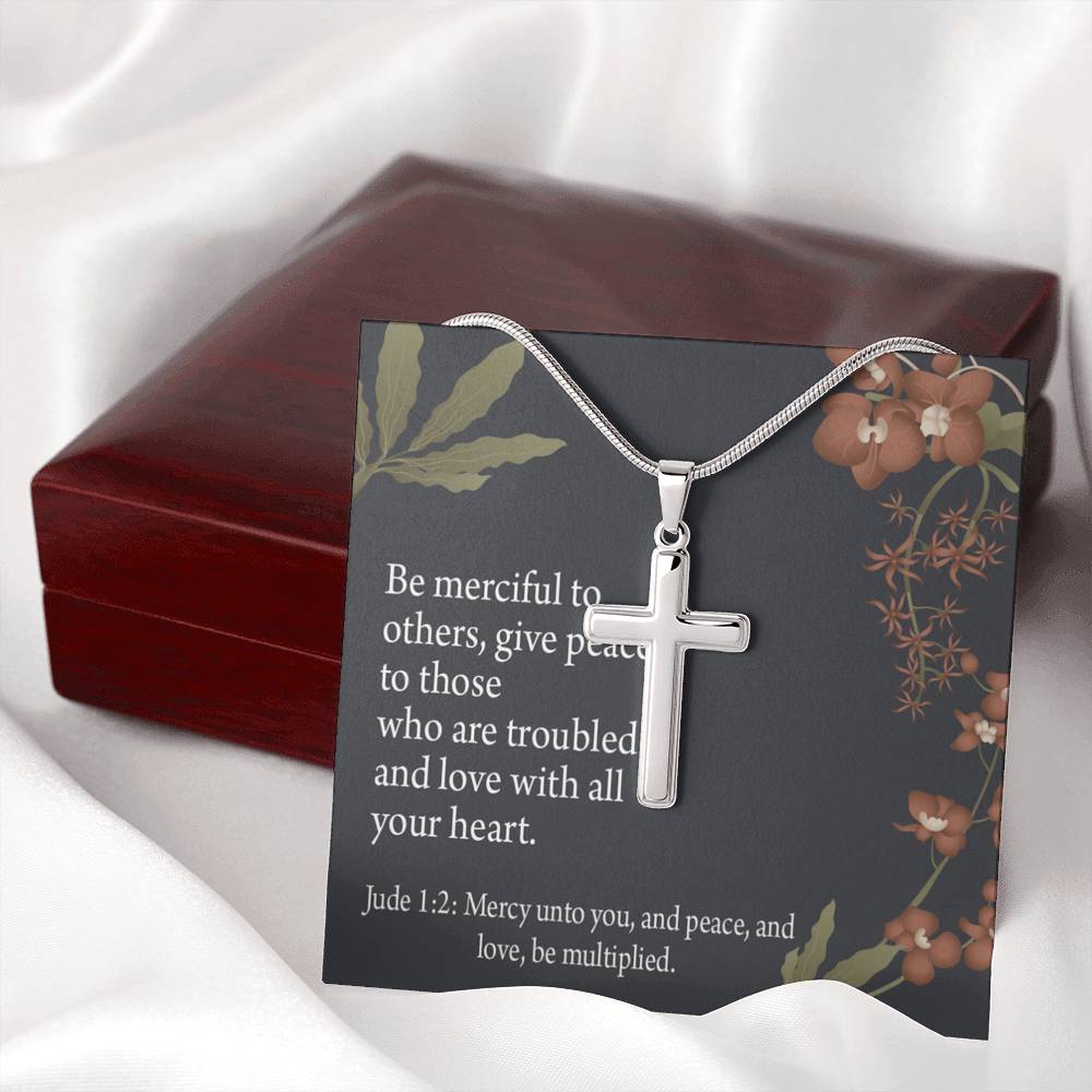 Christian Encouragement Jude 1:2 CAre And Concern Cross Card Necklace w Stainless Steel Pendant-Express Your Love Gifts