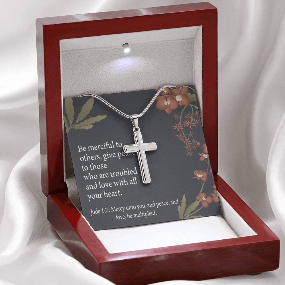 Christian Encouragement Jude 1:2 CAre And Concern Cross Card Necklace w Stainless Steel Pendant-Express Your Love Gifts
