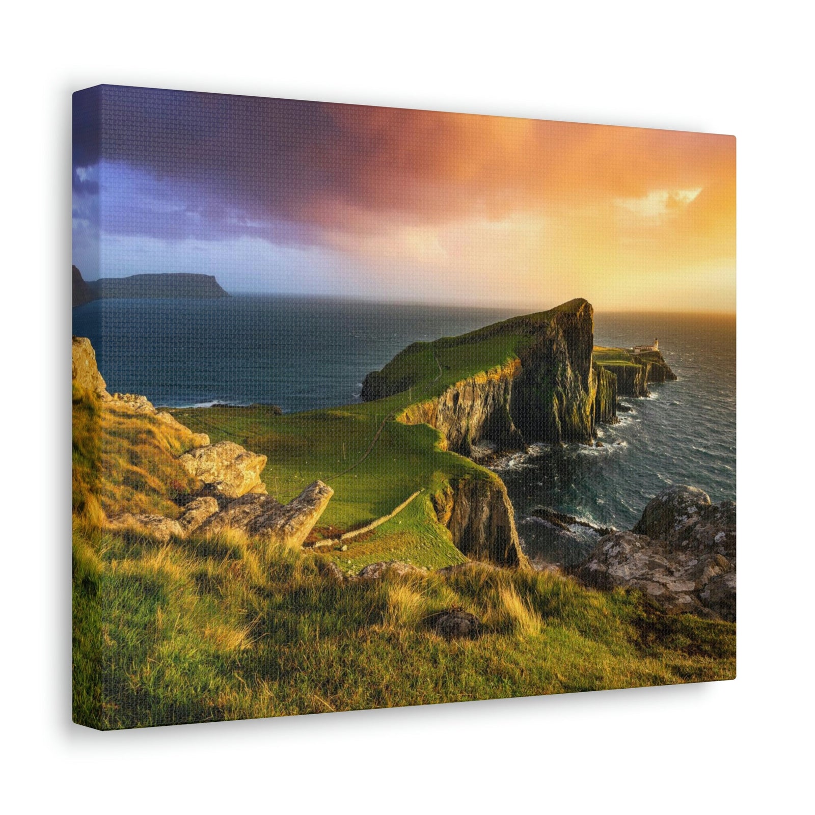Colorful Sunset at the Cliff Scene Beautiful Gorgeous and Inviting Place Beauty Nature Scene Unique Clouds and Sea Wall Art Ready to Hang Unframed-Express Your Love Gifts