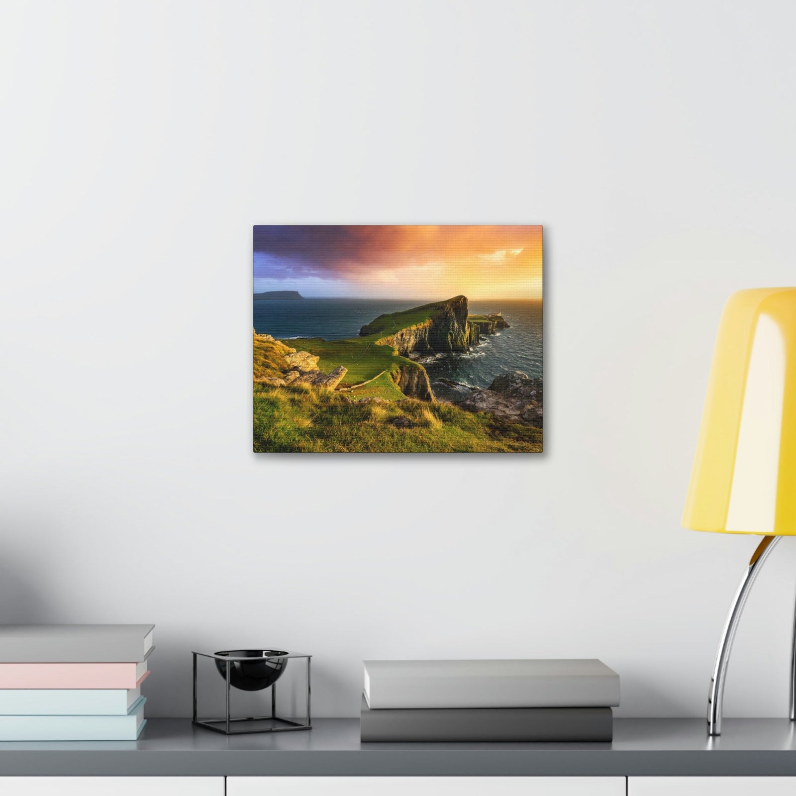 Colorful Sunset at the Cliff Scene Beautiful Gorgeous and Inviting Place Beauty Nature Scene Unique Clouds and Sea Wall Art Ready to Hang Unframed-Express Your Love Gifts
