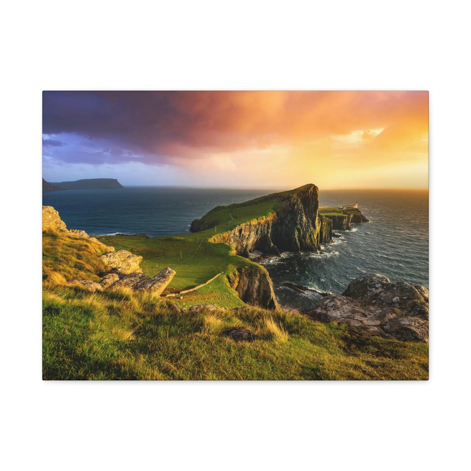 Colorful Sunset at the Cliff Scene Beautiful Gorgeous and Inviting Place Beauty Nature Scene Unique Clouds and Sea Wall Art Ready to Hang Unframed-Express Your Love Gifts