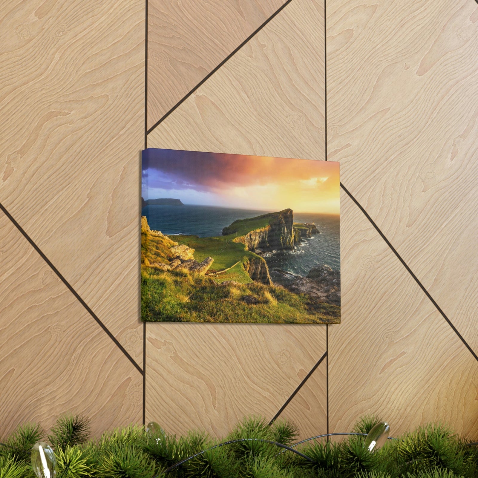 Colorful Sunset at the Cliff Scene Beautiful Gorgeous and Inviting Place Beauty Nature Scene Unique Clouds and Sea Wall Art Ready to Hang Unframed-Express Your Love Gifts