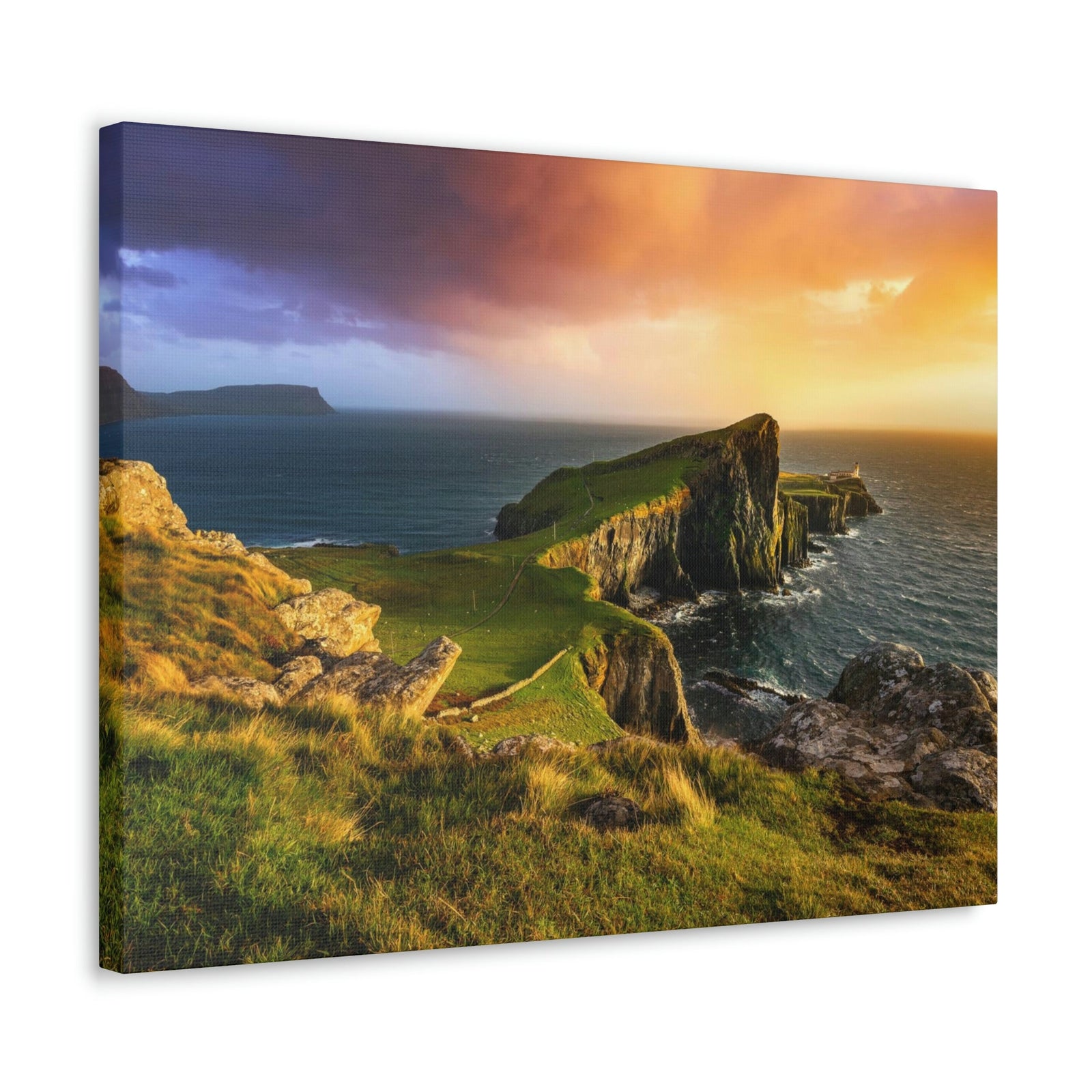 Colorful Sunset at the Cliff Scene Beautiful Gorgeous and Inviting Place Beauty Nature Scene Unique Clouds and Sea Wall Art Ready to Hang Unframed-Express Your Love Gifts