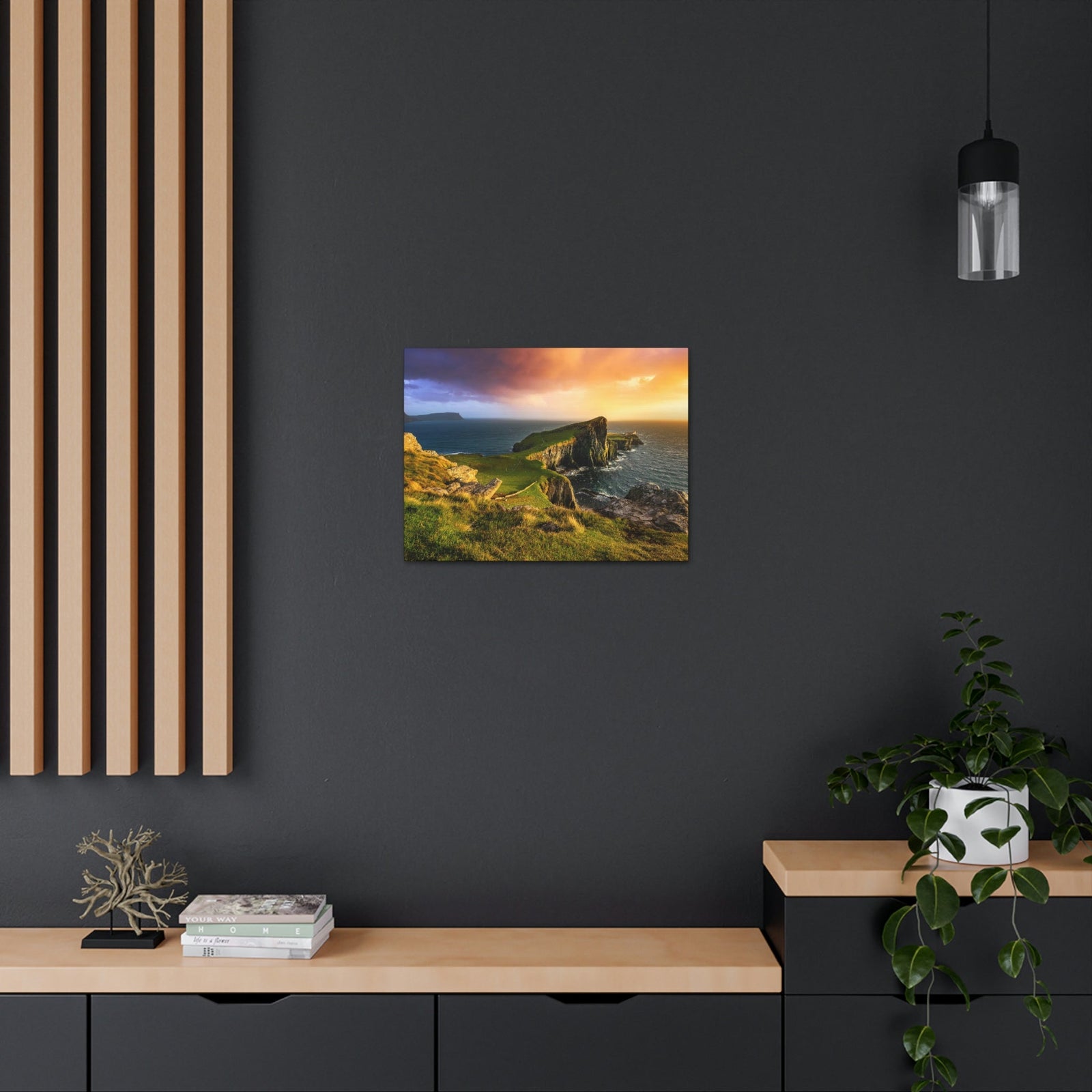 Colorful Sunset at the Cliff Scene Beautiful Gorgeous and Inviting Place Beauty Nature Scene Unique Clouds and Sea Wall Art Ready to Hang Unframed-Express Your Love Gifts