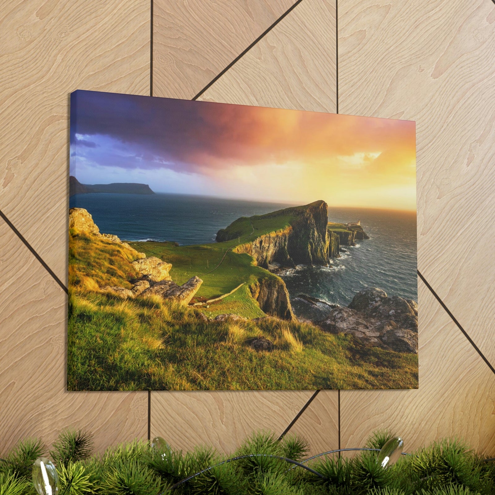 Colorful Sunset at the Cliff Scene Beautiful Gorgeous and Inviting Place Beauty Nature Scene Unique Clouds and Sea Wall Art Ready to Hang Unframed-Express Your Love Gifts