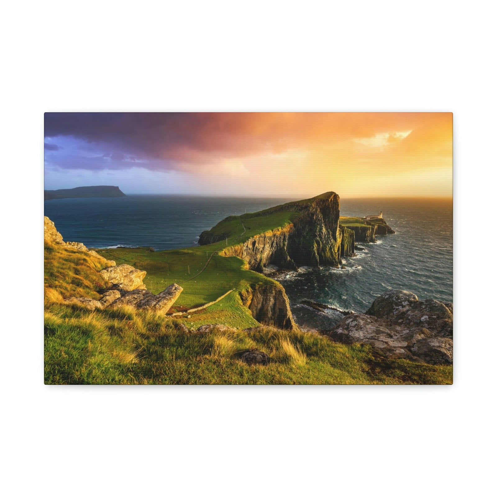 Colorful Sunset at the Cliff Scene Beautiful Gorgeous and Inviting Place Beauty Nature Scene Unique Clouds and Sea Wall Art Ready to Hang Unframed-Express Your Love Gifts