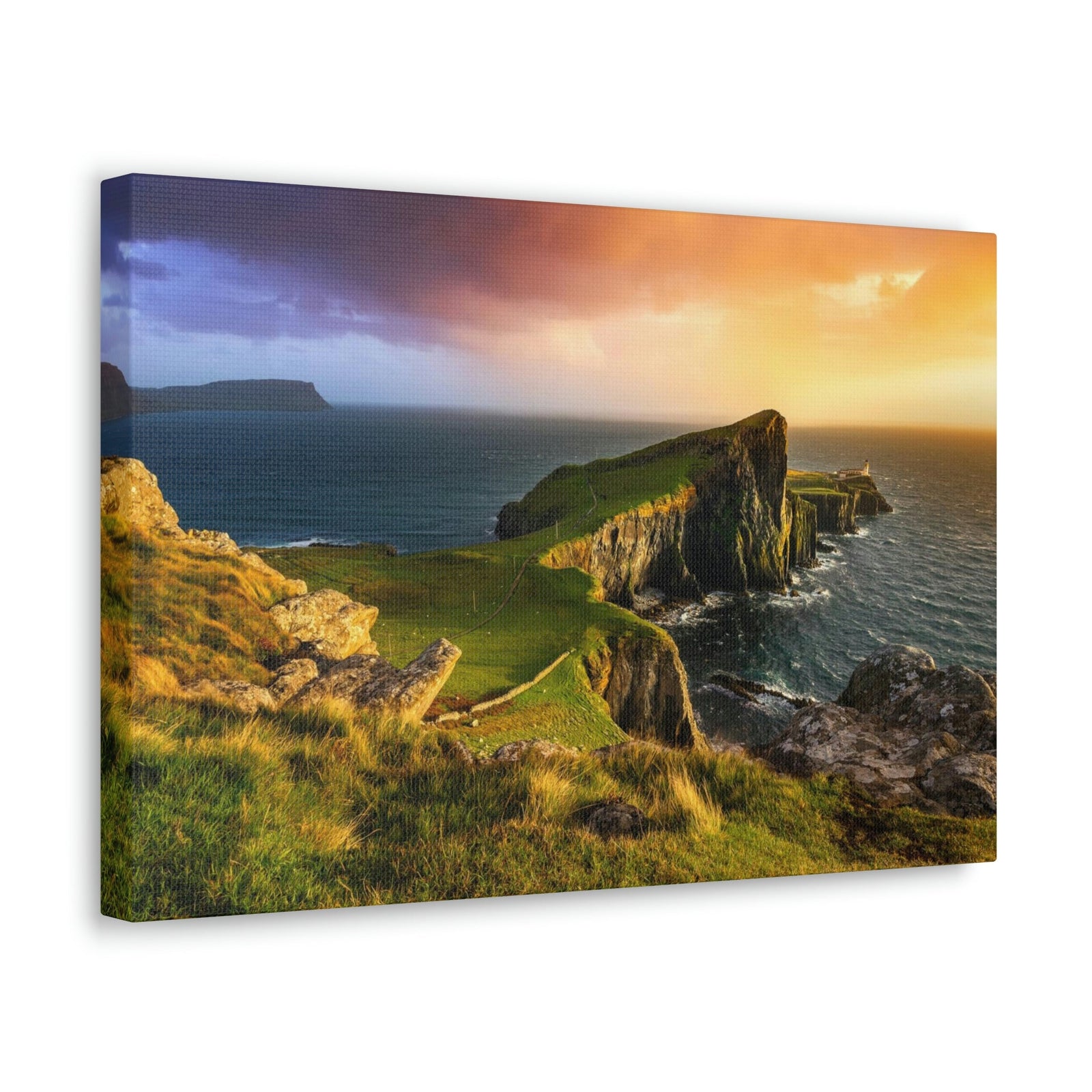 Colorful Sunset at the Cliff Scene Beautiful Gorgeous and Inviting Place Beauty Nature Scene Unique Clouds and Sea Wall Art Ready to Hang Unframed-Express Your Love Gifts