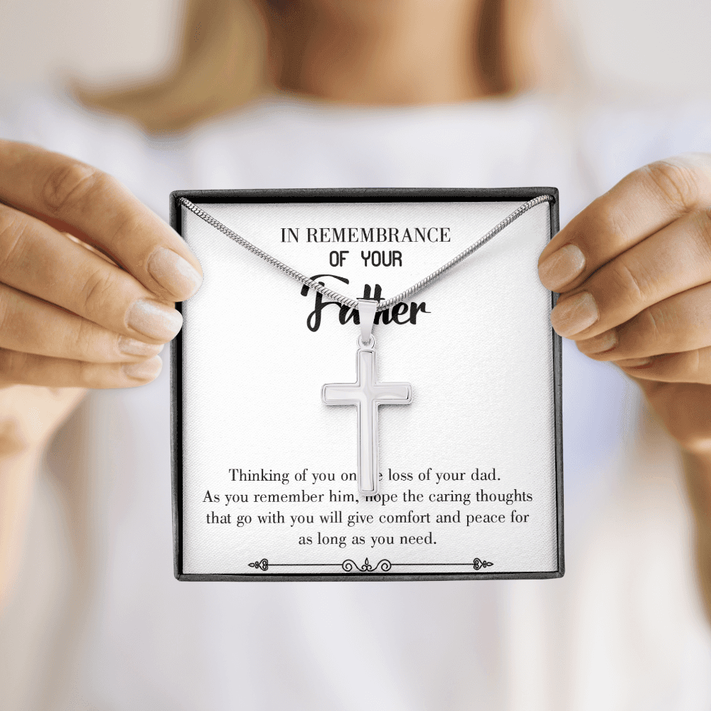 Comfort and Peace Dad Memorial Gift Dad Memorial Cross Necklace Sympathy Gift Loss of Father Condolence Message Card-Express Your Love Gifts