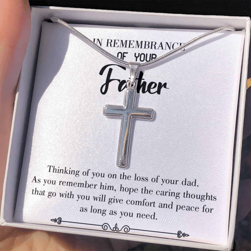 Comfort and Peace Dad Memorial Gift Dad Memorial Cross Necklace Sympathy Gift Loss of Father Condolence Message Card-Express Your Love Gifts