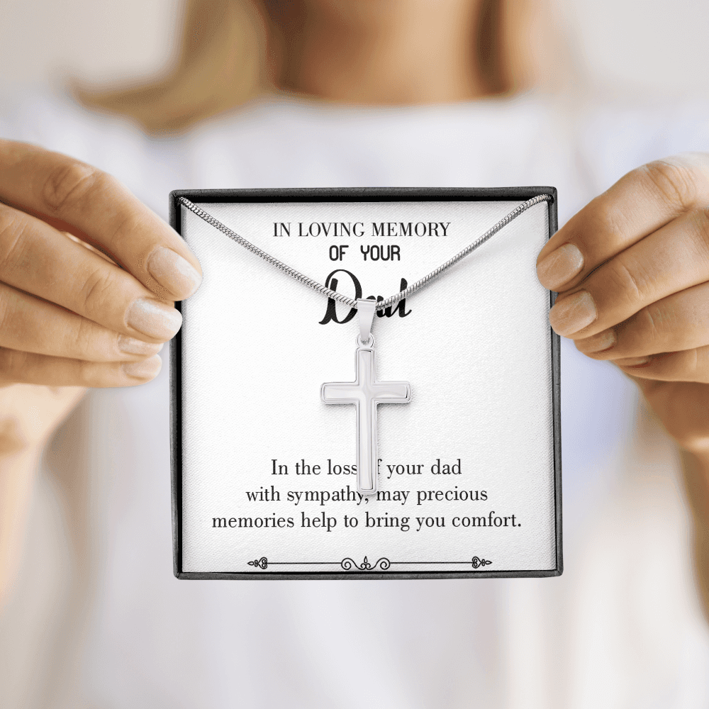Comfort Dad Memorial Gift Dad Memorial Cross Necklace Sympathy Gift Loss of Father Condolence Message Card-Express Your Love Gifts