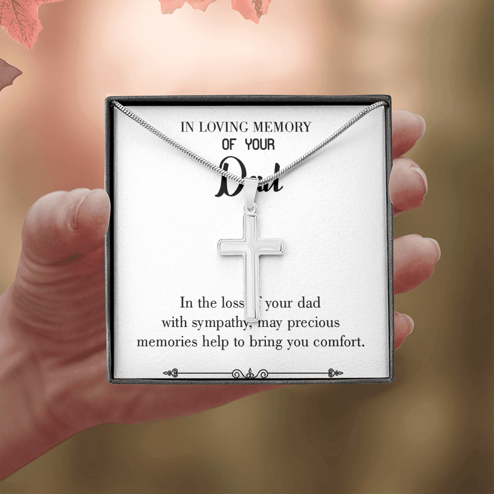 Comfort Dad Memorial Gift Dad Memorial Cross Necklace Sympathy Gift Loss of Father Condolence Message Card-Express Your Love Gifts