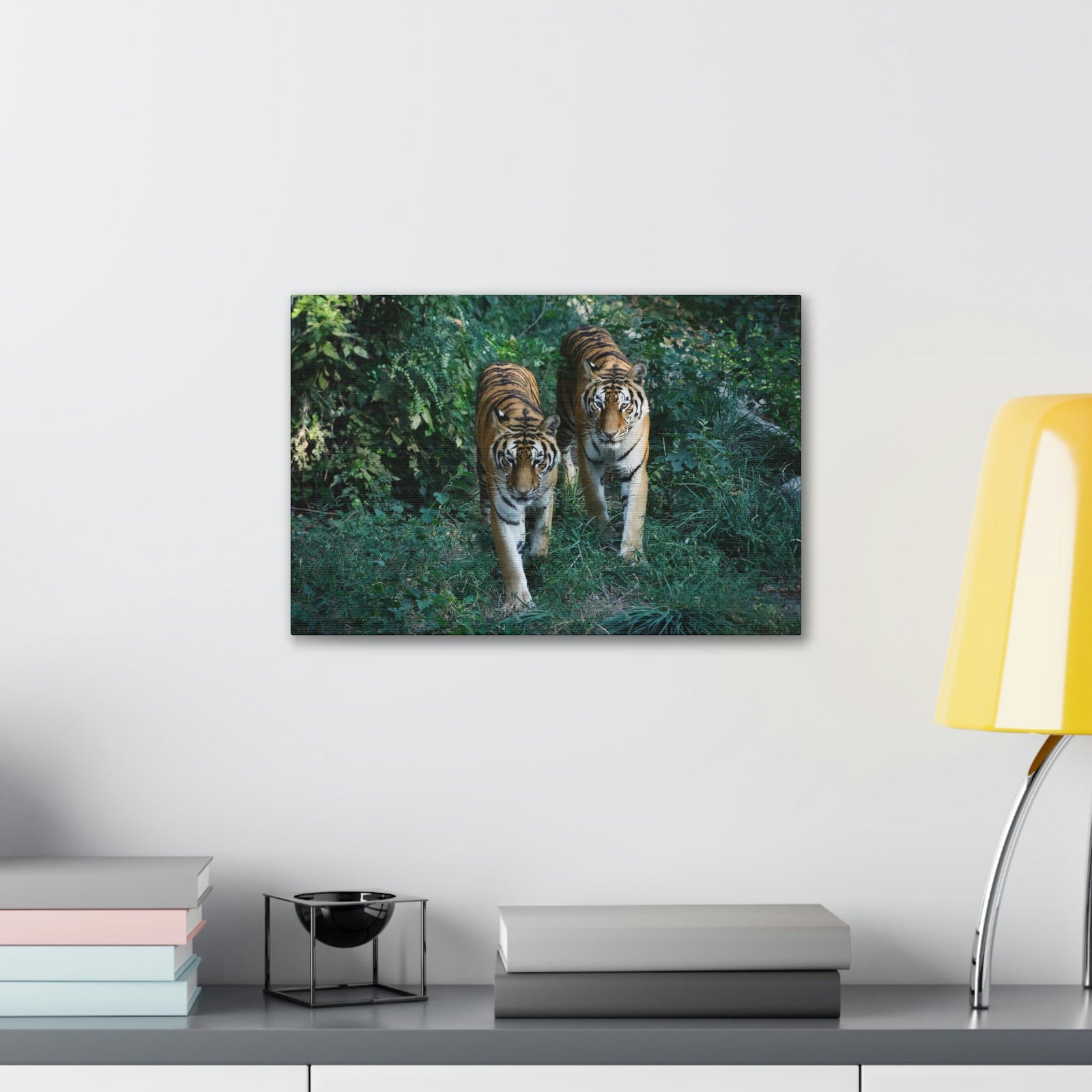 Scripture Walls Couple of Tiger Coming Out of the Wood Print Animal Wall Art Wildlife Canvas Prints Wall Art Ready to Hang Unframed-Express Your Love Gifts