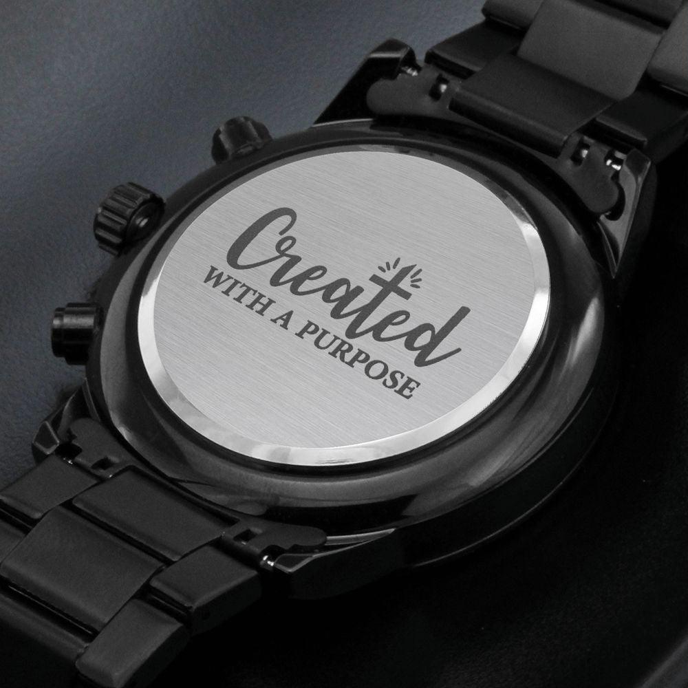 Created With A Purpose Engraved Multifunction Analog Stainless Steel Chronograph Men's Watch W Copper Dial-Express Your Love Gifts
