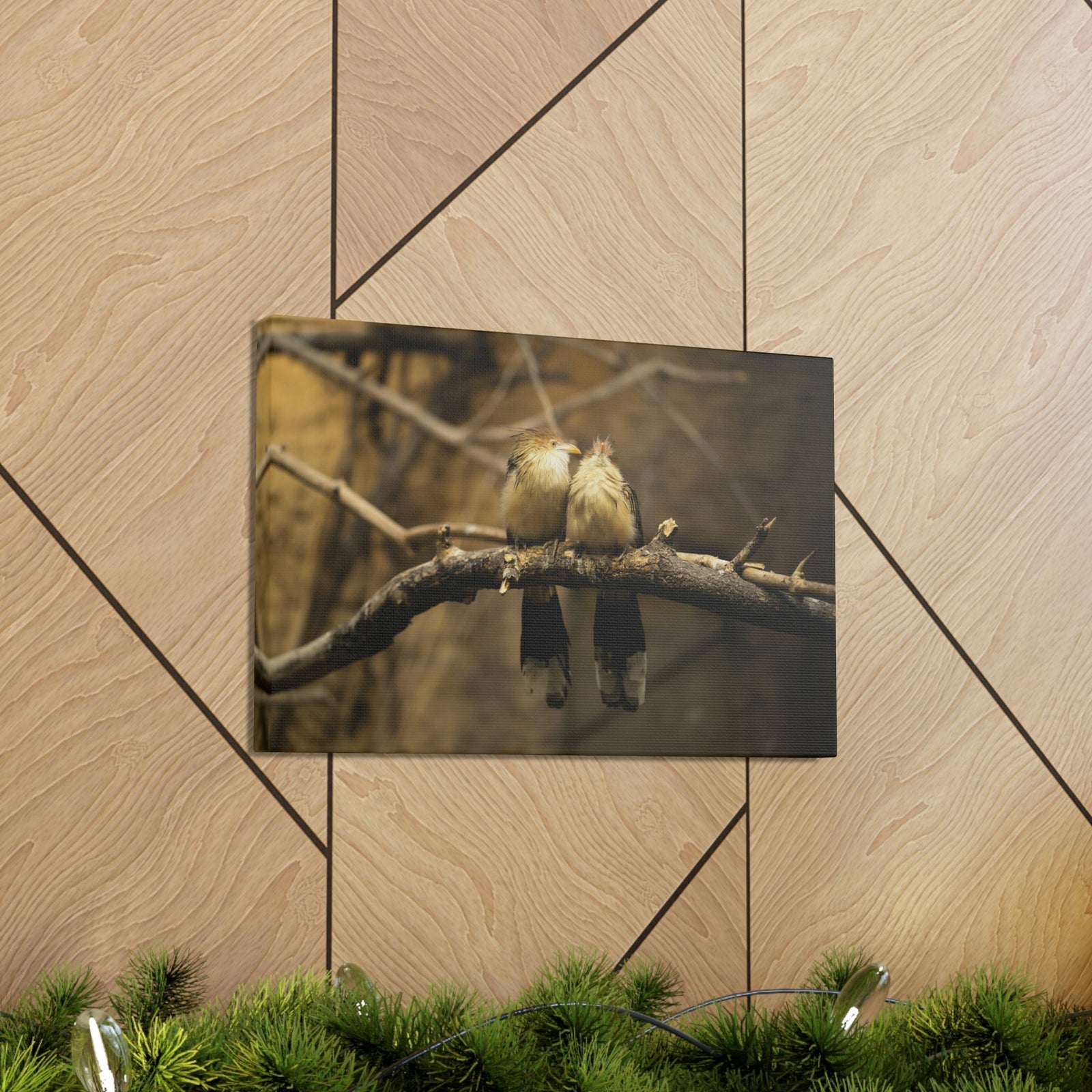 Scripture Walls Cuckoo Bird Couple Sitting on a Tree Branch Print Animal Wall Art Wildlife Canvas Prints Wall Art Ready to Hang Unframed-Express Your Love Gifts