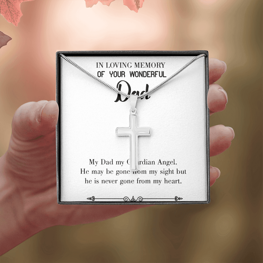 Dad A Guardian Angel Dad Memorial Gift Dad Memorial Cross Necklace Sympathy Gift Loss of Father Condolence Message Card-Express Your Love Gifts