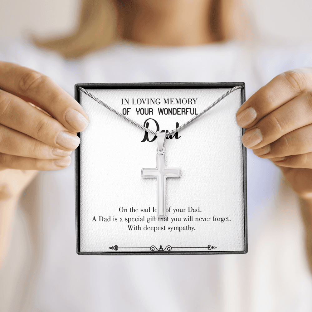 Dad a Special Gift Dad Memorial Gift Dad Memorial Cross Necklace Sympathy Gift Loss of Father Condolence Message Card-Express Your Love Gifts