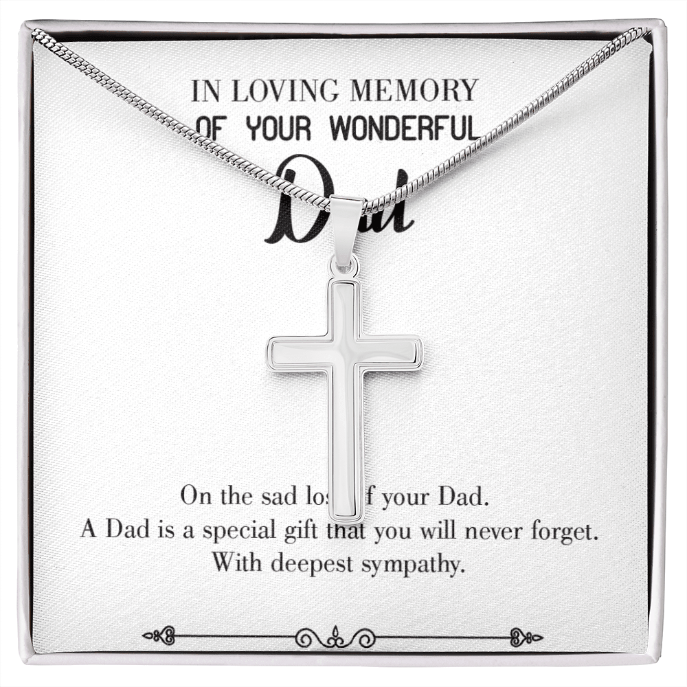 Dad a Special Gift Dad Memorial Gift Dad Memorial Cross Necklace Sympathy Gift Loss of Father Condolence Message Card-Express Your Love Gifts