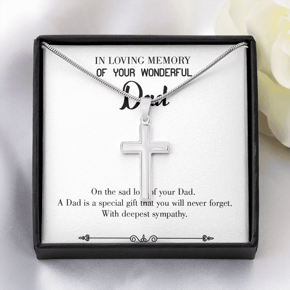 Dad a Special Gift Dad Memorial Gift Dad Memorial Cross Necklace Sympathy Gift Loss of Father Condolence Message Card-Express Your Love Gifts