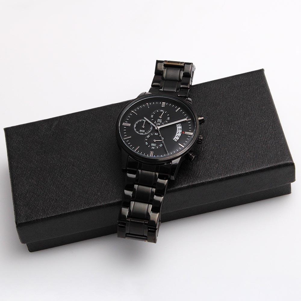 Dad Belongs To You Engraved Multifunction Analog Stainless Steel Chronograph Men's Watch W Copper Dial-Express Your Love Gifts