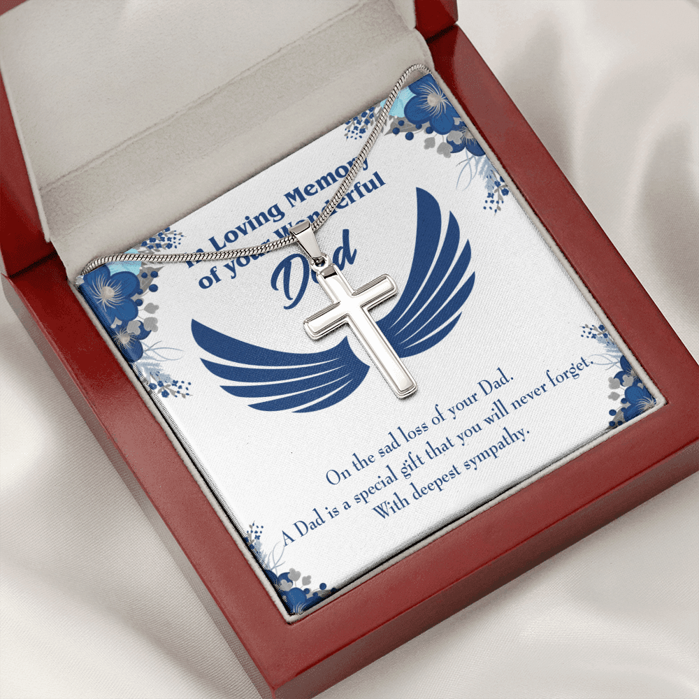 Dad is a Special Gift Dad Memorial Gift Dad Memorial Cross Necklace Sympathy Gift Loss of Father Condolence Message Card-Express Your Love Gifts