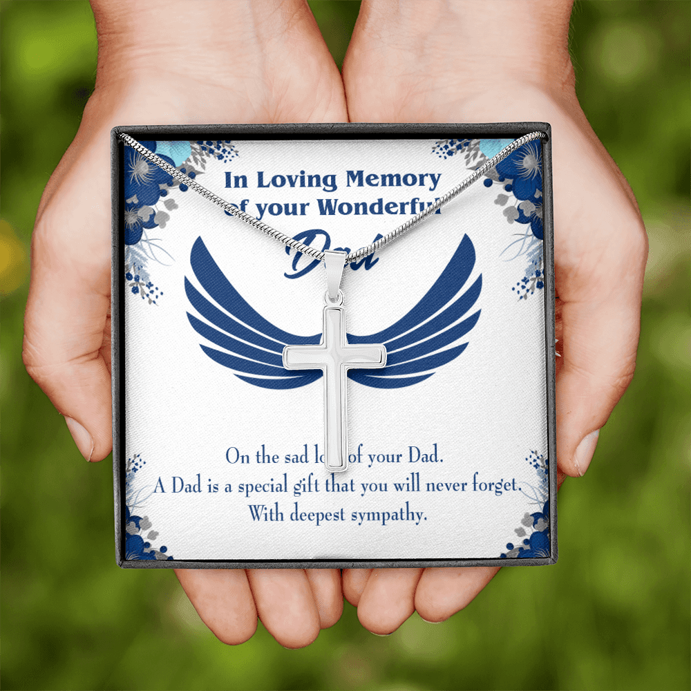 Dad is a Special Gift Dad Memorial Gift Dad Memorial Cross Necklace Sympathy Gift Loss of Father Condolence Message Card-Express Your Love Gifts