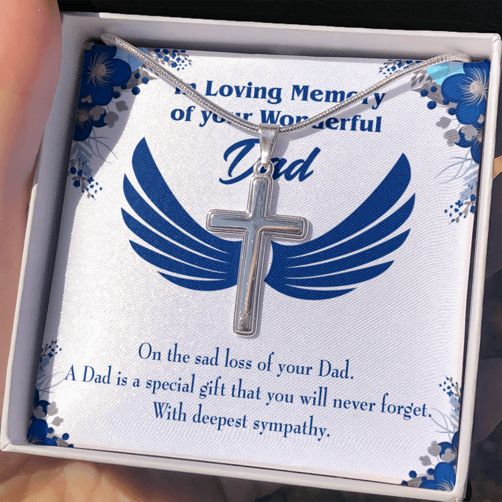 Dad is a Special Gift Dad Memorial Gift Dad Memorial Cross Necklace Sympathy Gift Loss of Father Condolence Message Card-Express Your Love Gifts