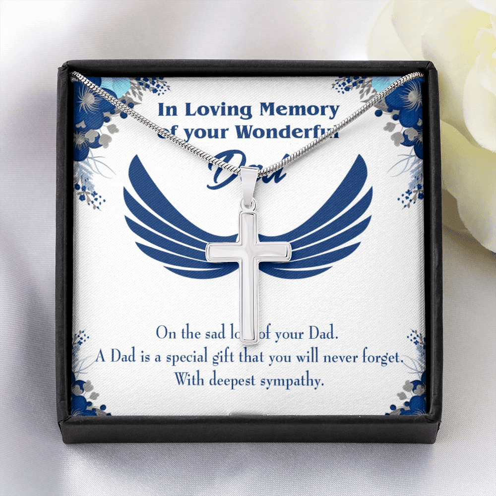 Dad is a Special Gift Dad Memorial Gift Dad Memorial Cross Necklace Sympathy Gift Loss of Father Condolence Message Card-Express Your Love Gifts
