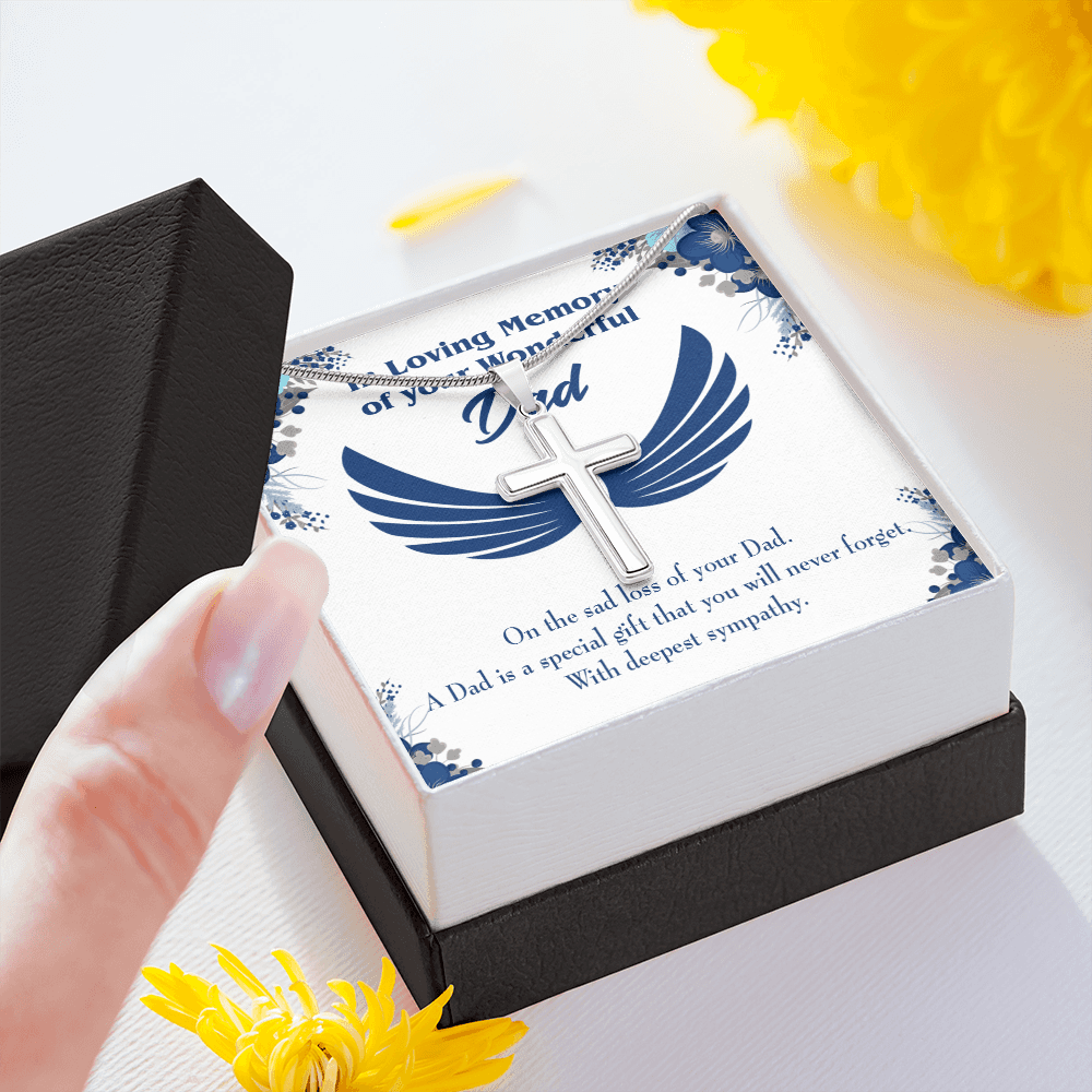 Dad is a Special Gift Dad Memorial Gift Dad Memorial Cross Necklace Sympathy Gift Loss of Father Condolence Message Card-Express Your Love Gifts