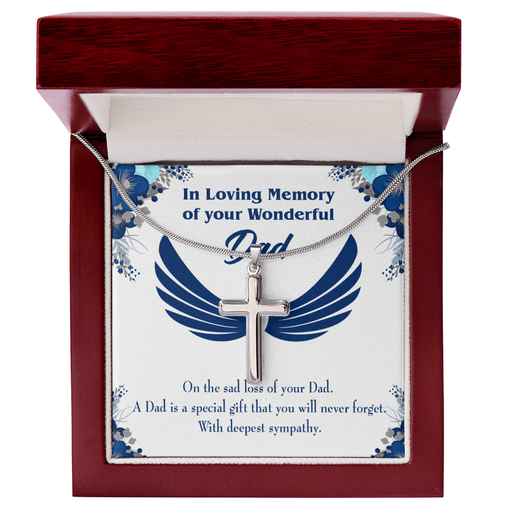 Dad is a Special Gift Dad Memorial Gift Dad Memorial Cross Necklace Sympathy Gift Loss of Father Condolence Message Card-Express Your Love Gifts
