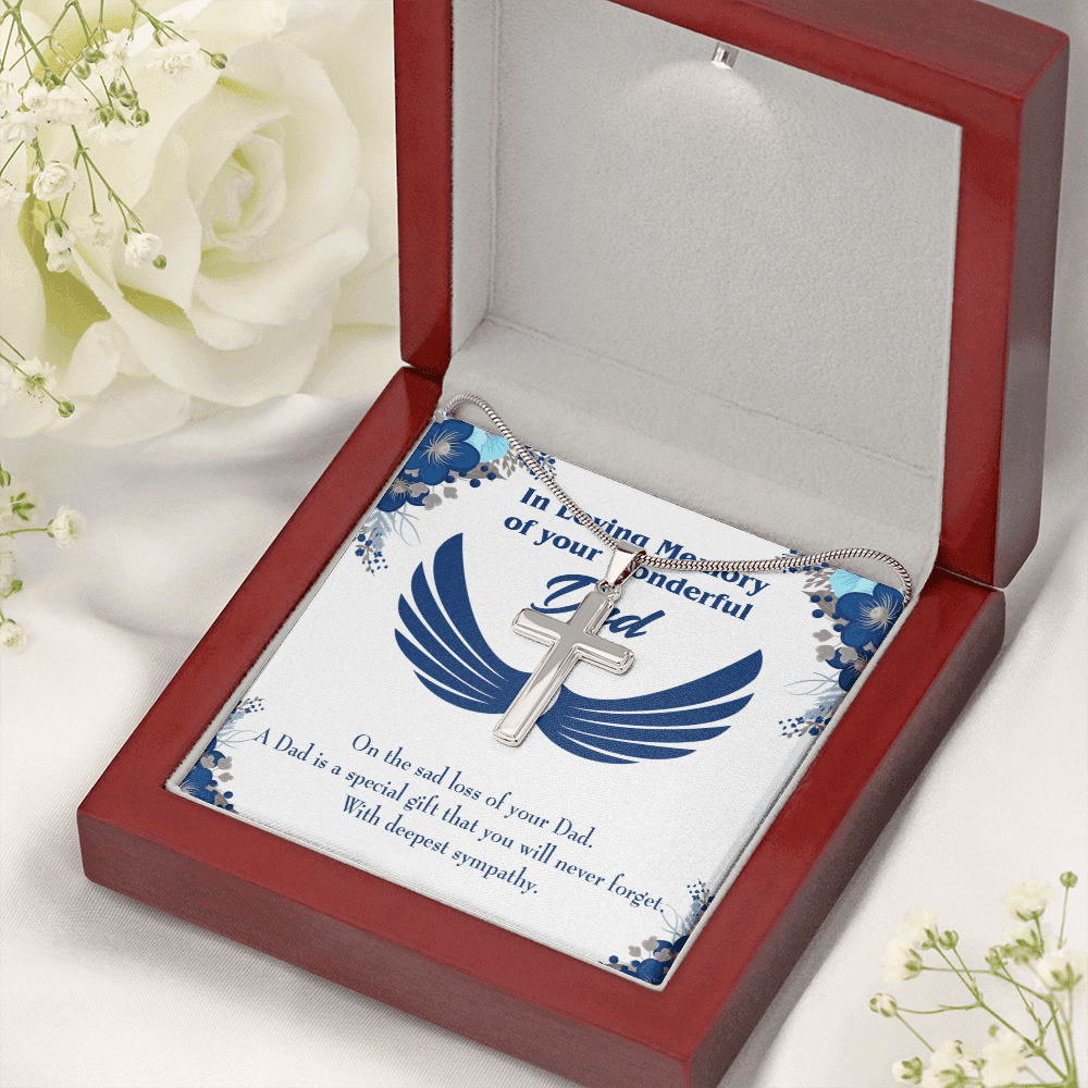 Dad is a Special Gift Dad Memorial Gift Dad Memorial Cross Necklace Sympathy Gift Loss of Father Condolence Message Card-Express Your Love Gifts