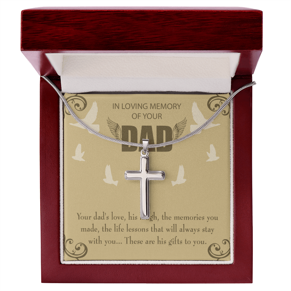 Dad's Love Dad Memorial Gift Dad Memorial Cross Necklace Sympathy Gift Loss of Father Condolence Message Card-Express Your Love Gifts