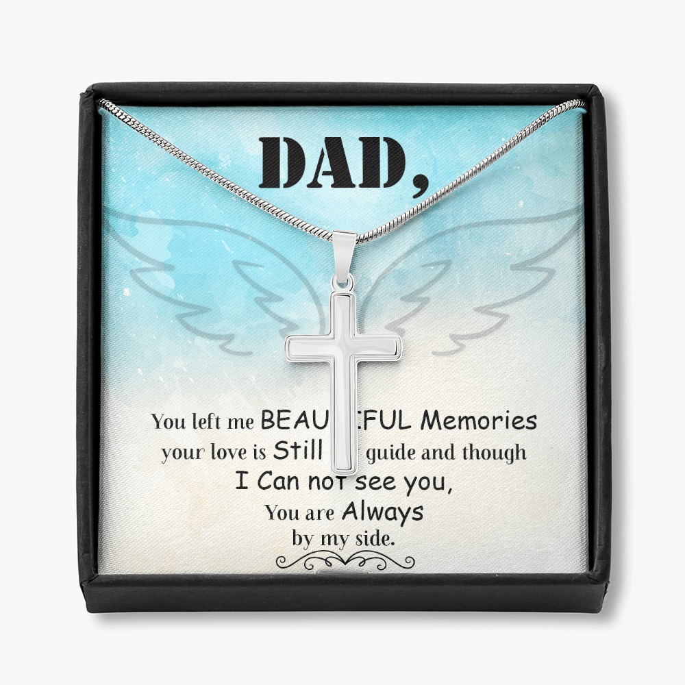 Dad You Left Me Dad Memorial Gift Dad Memorial Cross Necklace Sympathy Gift Loss of Father Condolence Message Card-Express Your Love Gifts