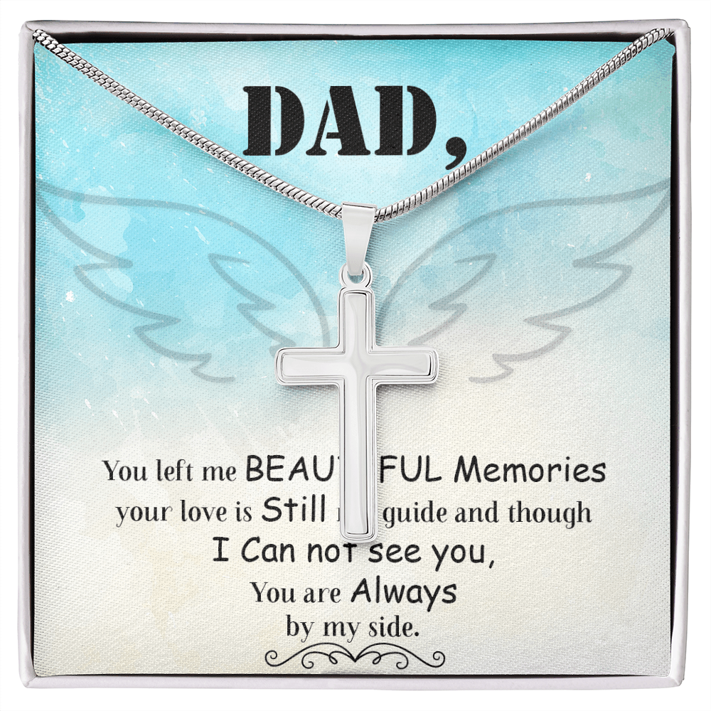 Dad You Left Me Dad Memorial Gift Dad Memorial Cross Necklace Sympathy Gift Loss of Father Condolence Message Card-Express Your Love Gifts