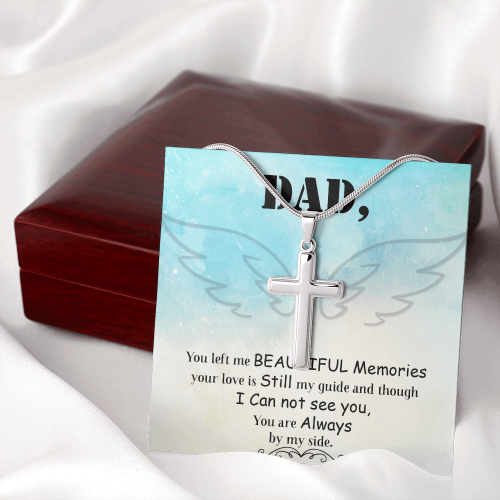 Dad You Left Me Dad Memorial Gift Dad Memorial Cross Necklace Sympathy Gift Loss of Father Condolence Message Card-Express Your Love Gifts