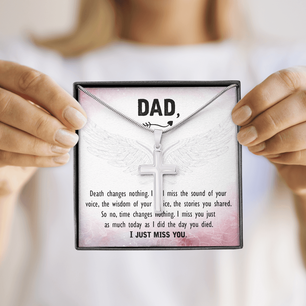 Death Changes Nothing Dad Memorial Gift Dad Memorial Cross Necklace Sympathy Gift Loss of Father Condolence Message Card-Express Your Love Gifts