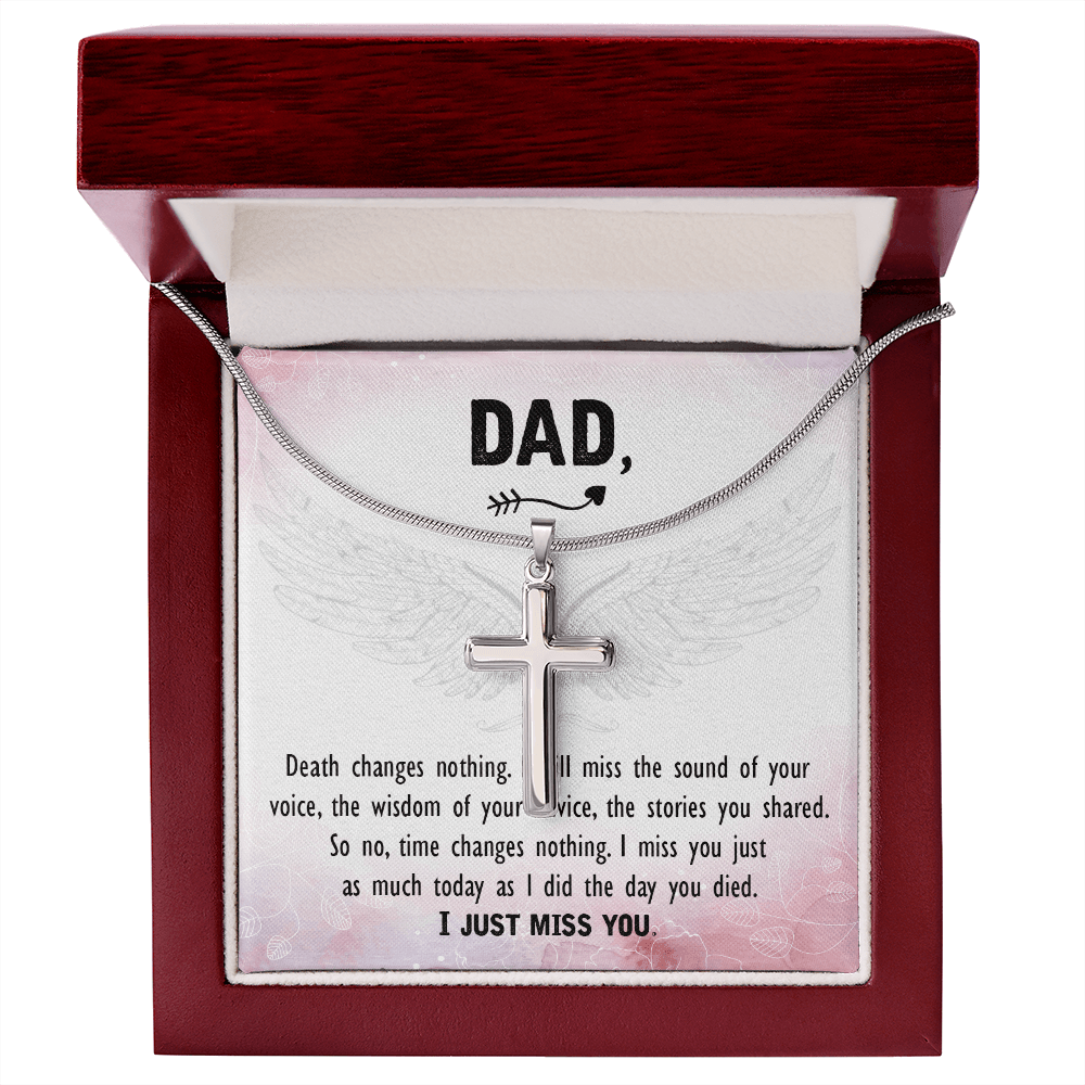 Death Changes Nothing Dad Memorial Gift Dad Memorial Cross Necklace Sympathy Gift Loss of Father Condolence Message Card-Express Your Love Gifts