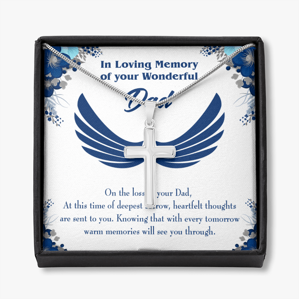 Deepest Sorrow Dad Memorial Gift Dad Memorial Cross Necklace Sympathy Gift Loss of Father Condolence Message Card-Express Your Love Gifts