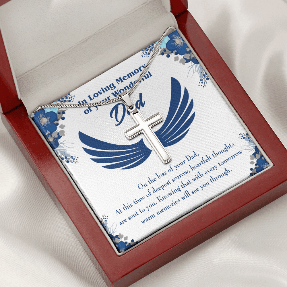 Deepest Sorrow Dad Memorial Gift Dad Memorial Cross Necklace Sympathy Gift Loss of Father Condolence Message Card-Express Your Love Gifts