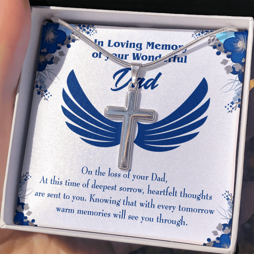 Deepest Sorrow Dad Memorial Gift Dad Memorial Cross Necklace Sympathy Gift Loss of Father Condolence Message Card-Express Your Love Gifts