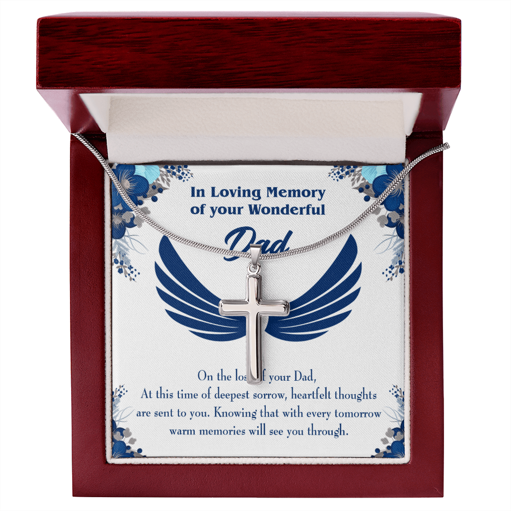 Deepest Sorrow Dad Memorial Gift Dad Memorial Cross Necklace Sympathy Gift Loss of Father Condolence Message Card-Express Your Love Gifts
