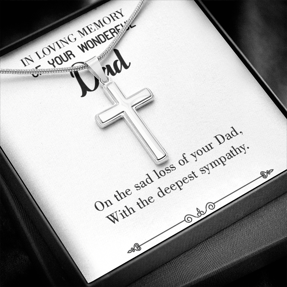 Deepest Sympathy Dad Memorial Gift Dad Memorial Cross Necklace Sympathy Gift Loss of Father Condolence Message Card-Express Your Love Gifts