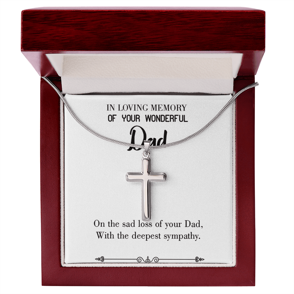 Deepest Sympathy Dad Memorial Gift Dad Memorial Cross Necklace Sympathy Gift Loss of Father Condolence Message Card-Express Your Love Gifts