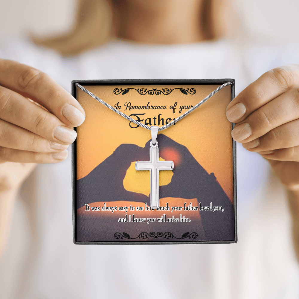 Easy to See Dad Memorial Gift Dad Memorial Cross Necklace Sympathy Gift Loss of Father Condolence Message Card-Express Your Love Gifts