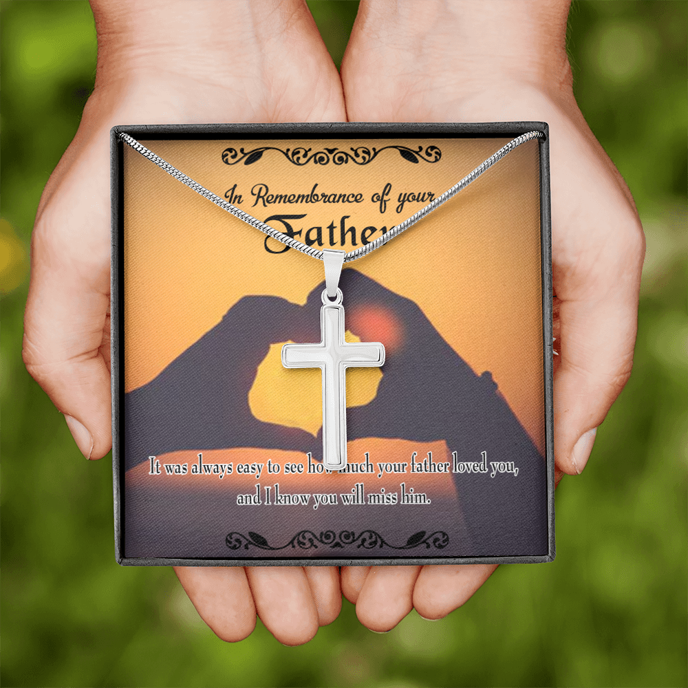 Easy to See Dad Memorial Gift Dad Memorial Cross Necklace Sympathy Gift Loss of Father Condolence Message Card-Express Your Love Gifts